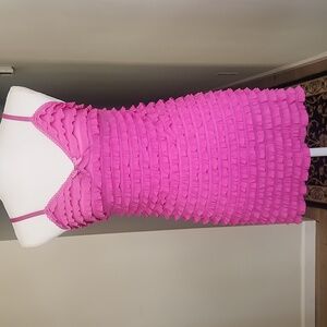 Bisou Bisou by Michele Bohbot Vintage Y2K Pink Ruffle Dress Slip M